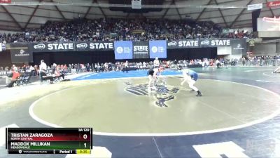 3A 120 lbs Cons. Round 2 - Maddox Millikan, Meadowdale vs Tristan Zaragoza, North Central