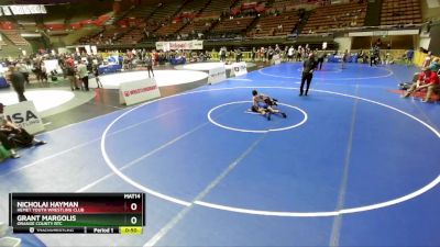 82 lbs Cons. Semi - Nicholai Hayman, Hemet Youth Wrestling Club vs Grant Margolis, Orange County RTC