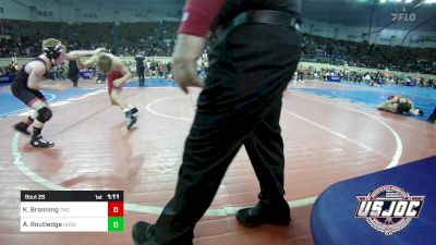 80 lbs Round Of 16 - Kinsler Branning, Tuttle Wrestling Club vs Aleks Routledge, Husky Wrestling Club