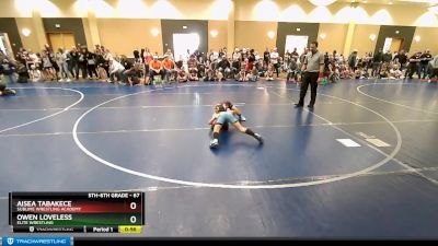 67 lbs Semifinal - Aisea Tabakece, Sublime Wrestling Academy vs Owen Loveless, Elite Wrestling