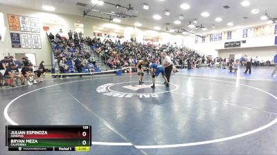 126 lbs Quarterfinal - Julian Espinoza, Cerritos vs Bryan Meza, California