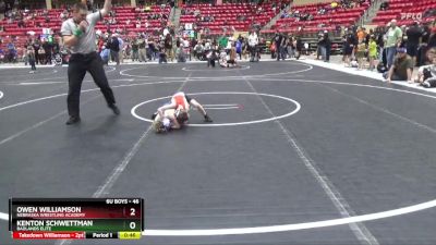 46 lbs Cons. Round 5 - Kenton Schwettman, Badlands Elite vs Owen Williamson, Nebraska Wrestling Academy