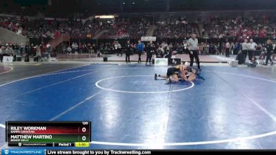 120 lbs Champ. Round 1 - Riley Workman, Nampa Christian vs Matthew Martino, Bishop Kelly