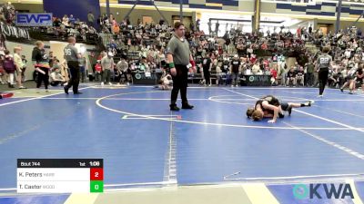 52 lbs Quarterfinal - Kamden Peters, Harrah Little League Wrestling vs Treble Castor, Woodward Youth Wrestling