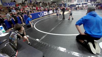 43 lbs Rr Rnd 5 - Kaizer Adams, Harrah Little League Wrestling vs Daniel Kelly, Hennessey Takedown Club