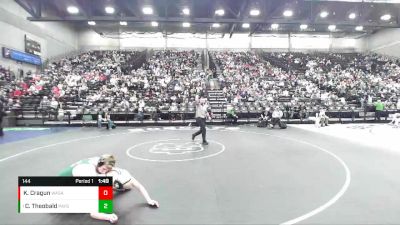 144 lbs Quarterfinal - Colton Theobald, Payson vs Keith Cragun, Wasatch