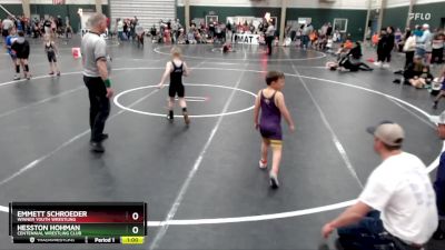 60 lbs Cons. Round 1 - Emmett Schroeder, Winner Youth Wrestling vs Hesston Hohman, Centennial Wrestling Club