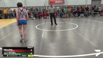 104-112 lbs Round 2 - Lilly Mitchell, King William Youth Wrestling vs Mila Cruz, Culpeper Warriors