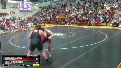 285 lbs Round 1 (16 Team) - Kaleb Disharoon, Central (Carroll) vs Noah Underwood, Whitewater