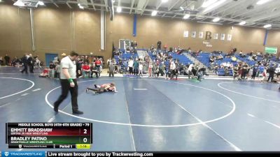 79 lbs Champ. Round 1 - Emmitt Bradshaw, Uintah Jr High Wrestling vs Bradley Patino, Grantsville Wrestling Club