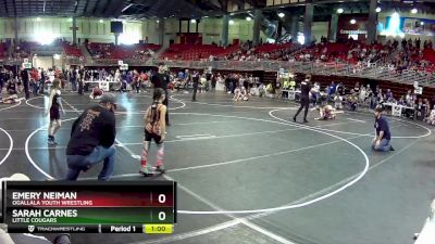 65 lbs 2nd Place Match - Emery Neiman, Ogallala Youth Wrestling vs Sarah Carnes, Little Cougars