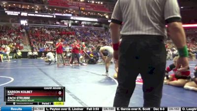 2A-160 lbs Champ. Round 1 - Zach Strubbe, Boyden-Hull/Rock Valley vs Karson Kolbet, NH/TV