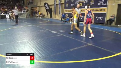 102 lbs Consy 1 - Nathan Rose, Lower Dauphin vs Raymond Phillips, Erie