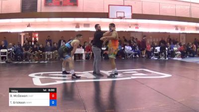 130 kg 3rd Place - Bryson McGowan, Unattached vs Toby Erickson, Army (WCAP)