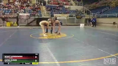 145 lbs Quarterfinal - Espen Kunze, Valley City vs Wyatt Kosidowski, Fargo Davies