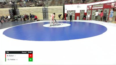 150 lbs Quarterfinal - David Falola, Hawkstyle Wrestling Club vs William Baker, Lafayette Harrison