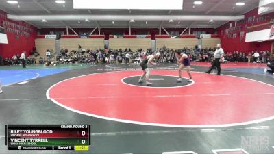 140 lbs Champ. Round 3 - Vincent Tyrrell, Ukiah High School vs Riley Youngblood, Vintage High School