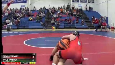 215 lbs Semifinal - Trevor Stewart, Greenon HS vs Wylie Harbour, WEST LIBERTY-SALEM