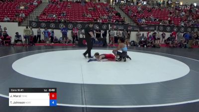 55 kg Cons 16 #1 - Jake Marzi, Temecula Valley High School Wrestling vs Tye Johnson, North Carolina