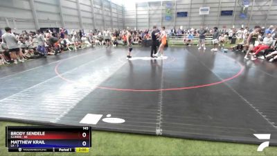 145 lbs Quarters & 1st Wb (16 Team) - Brody Sendele, Illinois vs Matthew Krail, LA