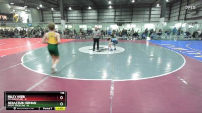 106 lbs Semis (4 Team) - Sebastian Erman, GREAT BRIDGE WC vs Riley Keen, FCA WRESTLING