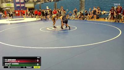 215 lbs Round 3 (4 Team) - Ty Brewer, Central (Carroll) vs Wyatt Harris, Cass