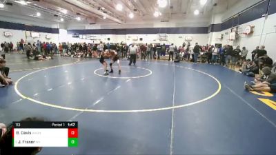 113 lbs Quarterfinal - Jaxn Fraser, West Valley Spokane vs Brody Davis, Washougal