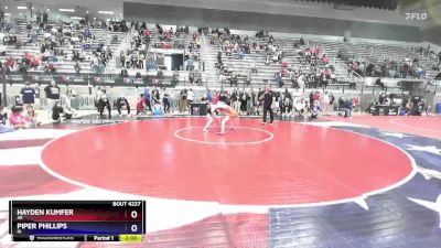 39 lbs Quarterfinal - Hayden Kumfer, AK vs Piper Phillips, IA