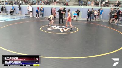 92 lbs Round 3 - Dean Baldridge, Mid Valley Wrestling Club vs Rhys Rimbert, Chugach Eagles Wrestling Club