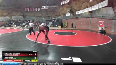 149 lbs 7th Place Match - Luciano Esoldo, Victor Valley College vs Jose Lira, Santa Ana College