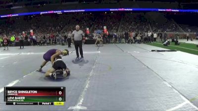 D2-126 lbs Quarterfinal - Bryce Shingleton, Linden HS vs Levi Baker, Fowlerville HS