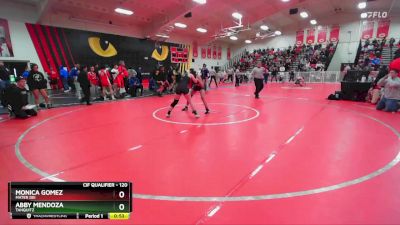 120 lbs Cons. Round 4 - Abby Mendoza, Tahquitz vs Monica Gomez, Mater Dei