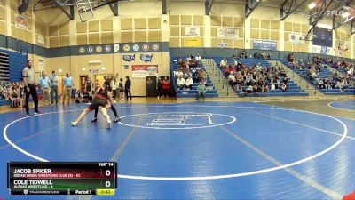 105 lbs Round 1 (8 Team) - Jacob Spicer, Indian Creek Wrestling Club (S) vs Cole Tidwell, Alphas Wrestling