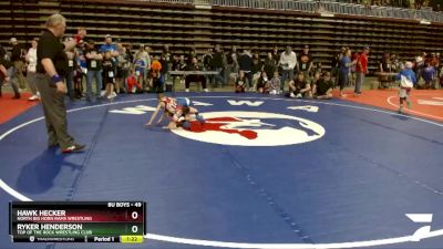 49 lbs Semifinal - Hawk Hecker, North Big Horn Rams Wrestling vs Ryker Henderson, Top Of The Rock Wrestling Club