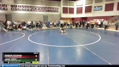 66 lbs Cons. Round 1 - Aspen Smith, Stallions Wrestling Club vs Jamison Folkman, Champions Wrestling Club