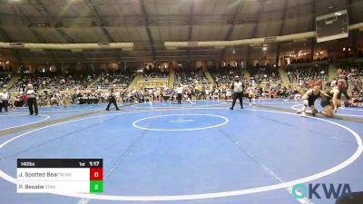 140 lbs Semifinal - Jake Spotted Bear, Newkirk Takedown Cub vs Peyton Besabe, Standfast