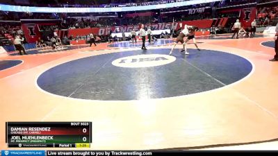 3A 120 lbs Champ. Round 1 - Damian Resendez, Chicago (Mt. Carmel) vs Joel Muehlenbeck, Mt. Prospect (Prospect)