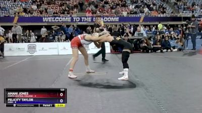 123 lbs Placement Matches (16 Team) - Amani Jones, North Central College vs Felicity Taylor, Iowa