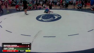 92 lbs Quarterfinal - Grayson Cannon, Dendy Trained Wrestling Club vs Paris Turner, Rabbit Turner Wrestling