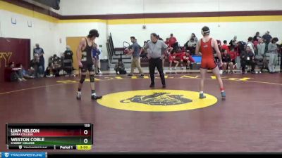 133 lbs Cons. Semi - Liam Nelson, Sierra College vs Weston Coble, Chabot College