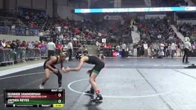 88 lbs 5th Place Match - Gunner Vannorman, Linn County Twisters Wrestling Club vs Jayden Reyes, Derby