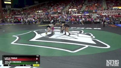 115 lbs Champ. Round 1 - Layla Tindle, Fredonia vs Taylor Creadick, Pratt HS