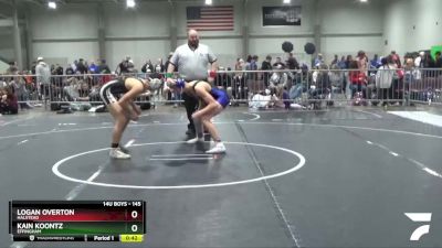 145 lbs Cons. Round 3 - Kain Koontz, Effingham vs Logan Overton, Halstead