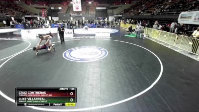 120 lbs Cons. Round 4 - Luke Villarreal, Wright Wrestling Academy vs Cruz Contreras, Turlock High School Wrestling