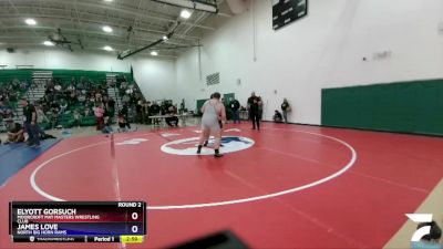 285 lbs Round 2 - Elyott Gorsuch, Moorcroft Mat Masters Wrestling Club vs James Love, North Big Horn Rams