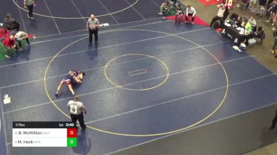 117 lbs Consi Of 16 #2 - Blake McMillion, South Western vs Marcus Heck, Wyoming Area