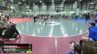 70 lbs Round 1 (6 Team) - Valen Bromback, JEFFERSON WRESTLING CLUB vs Logan Littman, GREAT NECK WC - GREEN