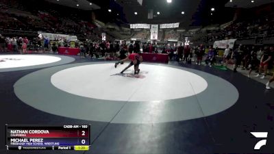 160 lbs Champ. Round 1 - Nathan Cordova, California vs Michael Perez, Firebaugh High School Wrestling