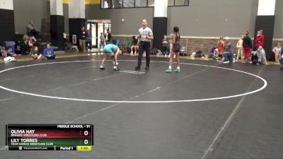 91 lbs Round 2 - Olivia Hay, Ringers Wrestling Club vs Lily Torres, Team Garcia Wrestling Club