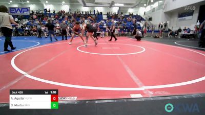 130 lbs 3rd Place - Alek Aguilar, Fort Gibson Youth Wrestling vs Dylan Martin, Sperry Wrestling Club